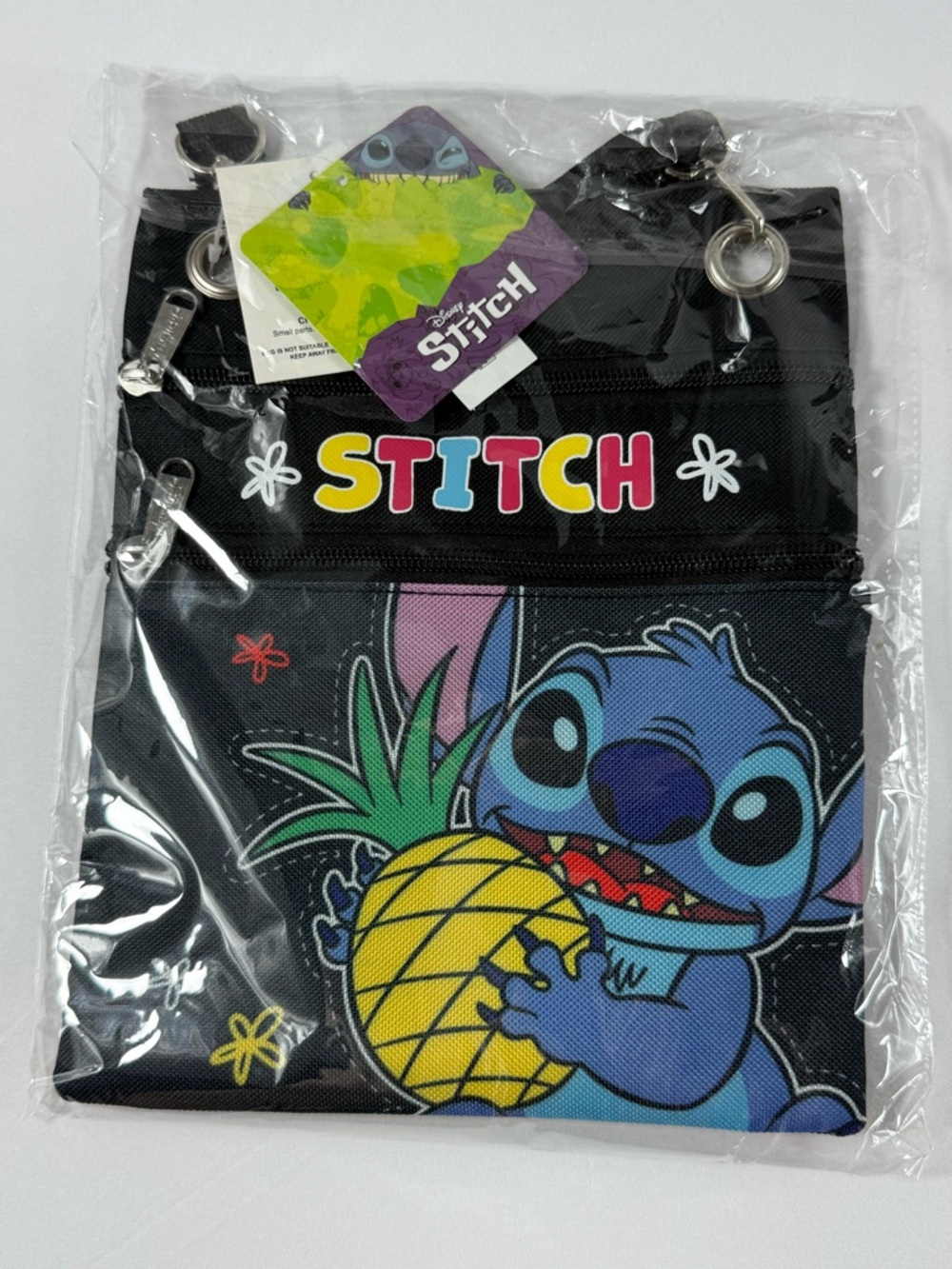 NWT-Disney Stitch Pineapple Passport Black Crossbody Bag